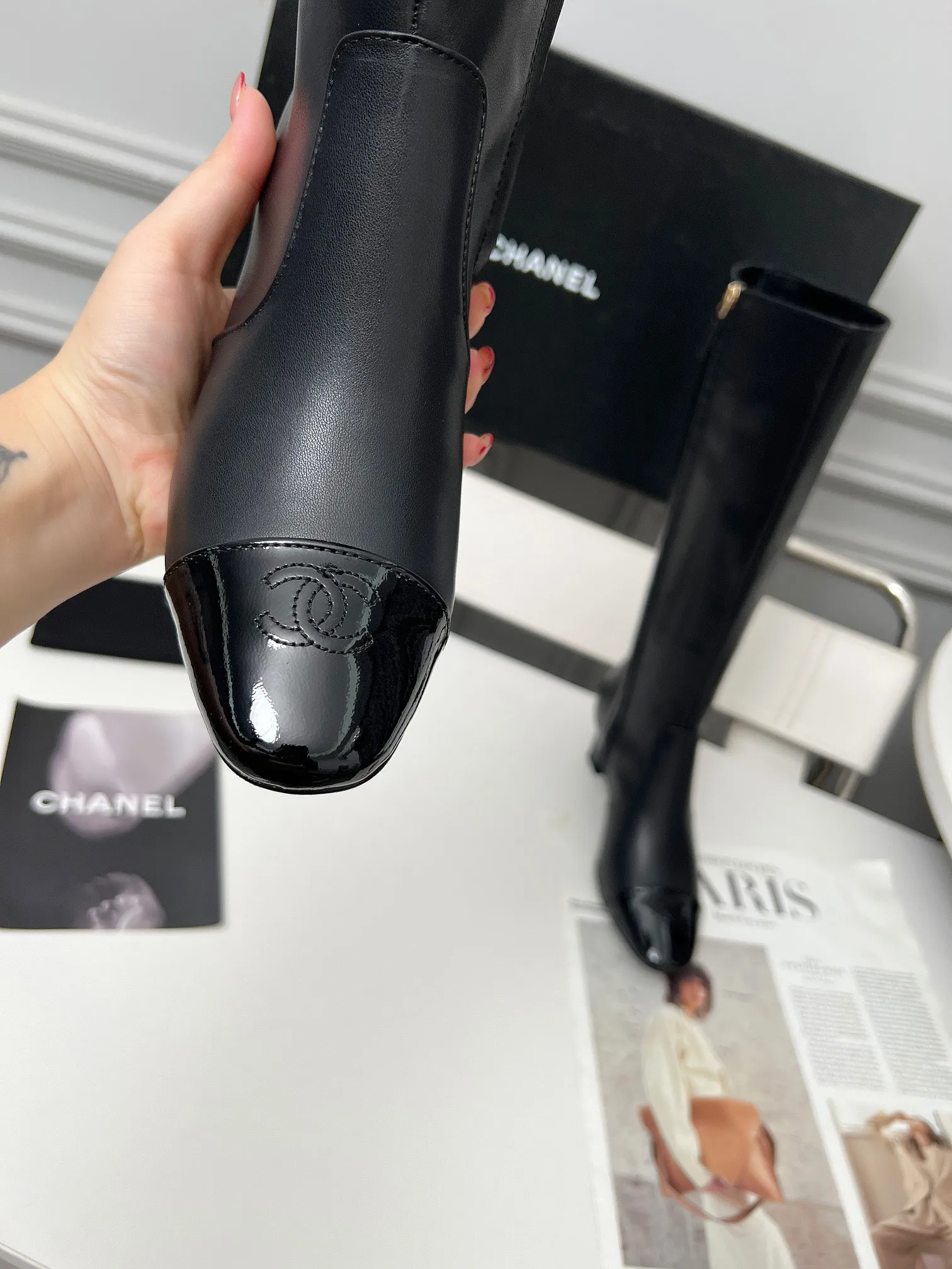 👟👟Ex-factory price 700👟👟 Genuine leather sole +30 Chanel/Chanel double C high-heeled fashion boots, fabric: Xiaoxiang special cowhide:, lining: sheepskin; color: black, white; apricot; code number: 5-40 (customized 41, non-refundable), 16-inch high boots